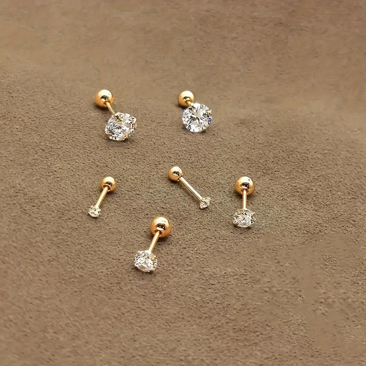 Stylish Cubic Zirconia Titanium Steel Stud Earrings - Lumen