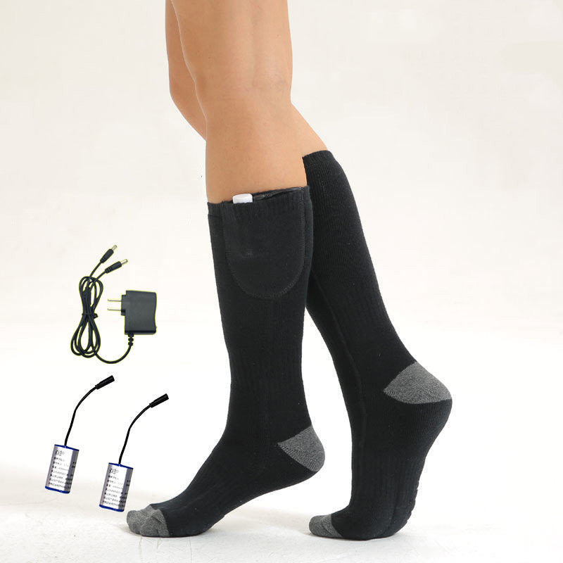 Heated cotton socks, battery, rechargeable or power bank powered
