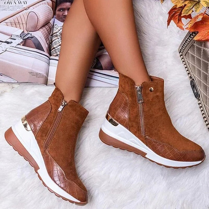 Orthopedic Mid-Height Leather Ankle Boots