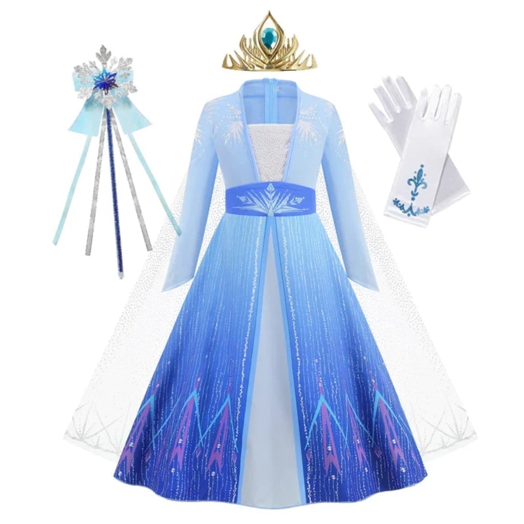 Girls' Halloween Storybook Princess Costume Dress with Tiara, Wand and Gloves