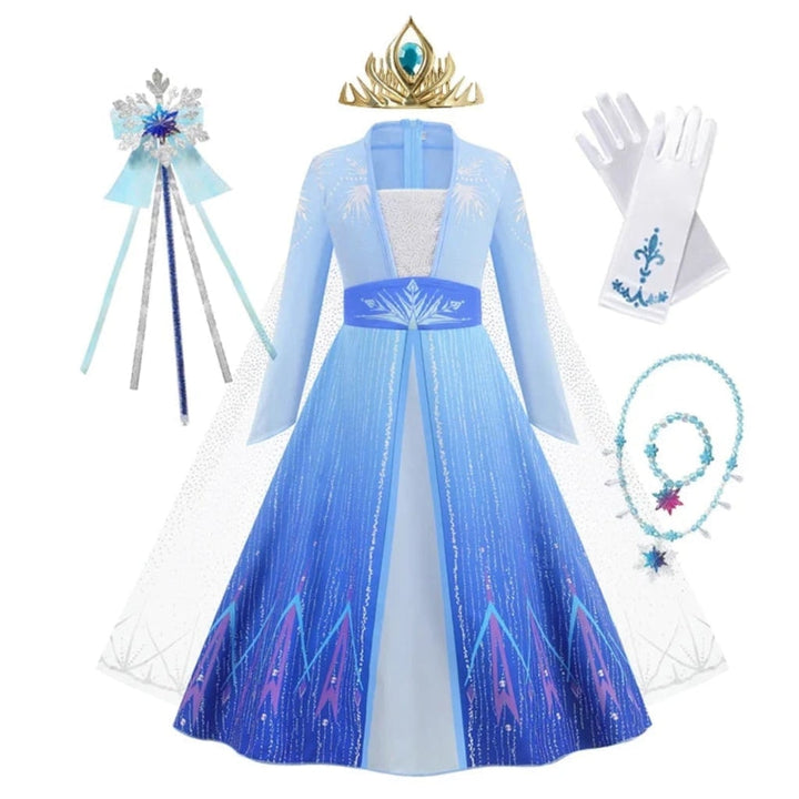 Girls' Halloween Storybook Princess Costume Dress with Tiara, Wand and Gloves