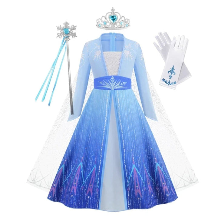 Girls' Halloween Storybook Princess Costume Dress with Tiara, Wand and Gloves