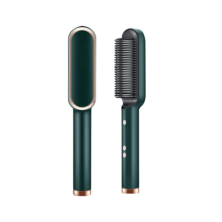 Electric Hair Straightener Brush with Ionic Ceramic Teeth and Temperature Control