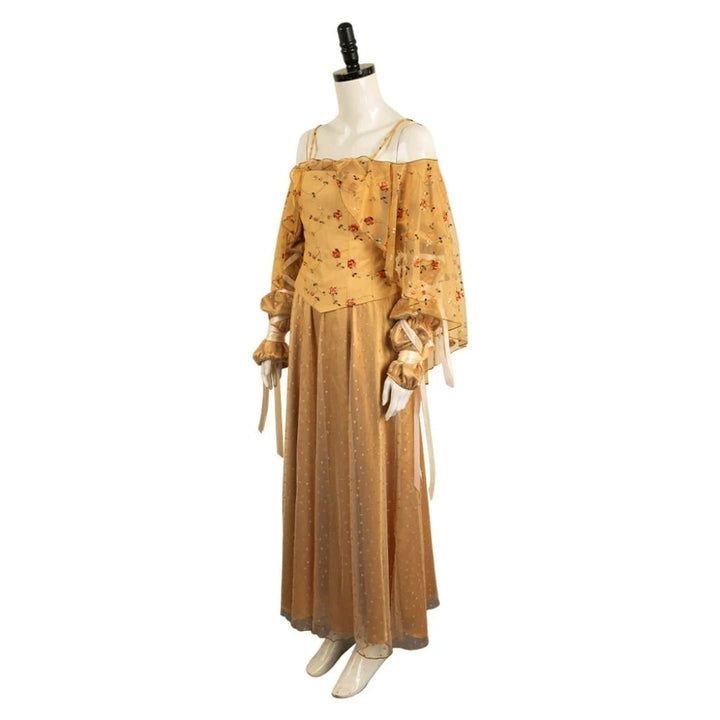 Halloween Plus Size Medieval Dress Costume with Embroidered Bodice and Glitter Tulle Skirt