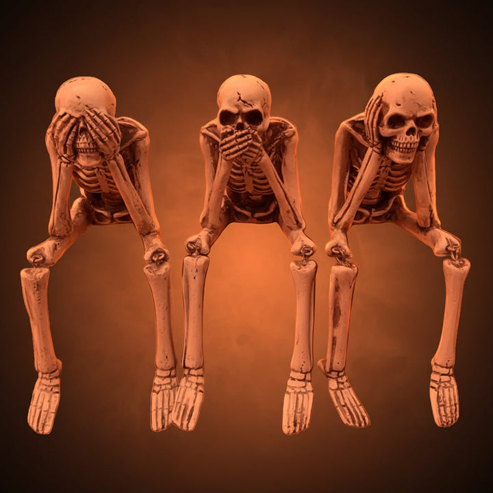 Halloween Decorations Home Decor Skeleton Shelf Sitter Set of 3 with Dangling Legs for Mantel