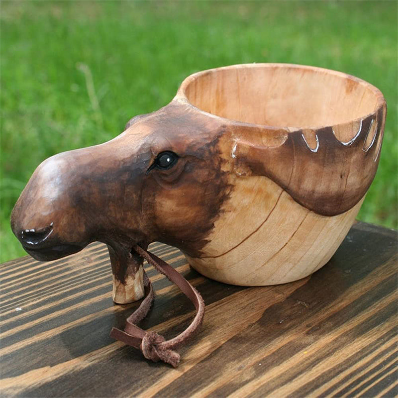 Handmade wooden mug for outdoor adventures and the wilderness