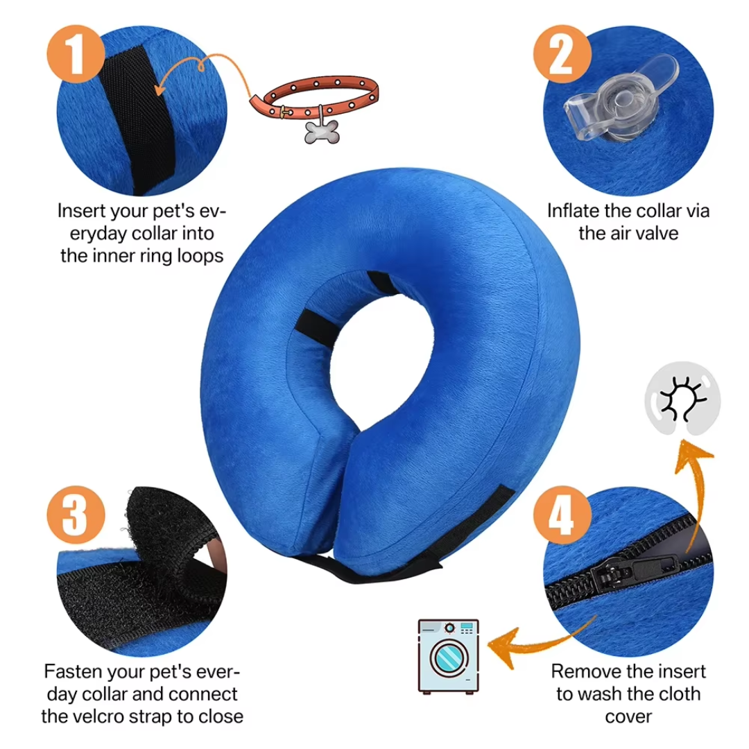 Inflatable Protective Collar for Dogs - Soft, Comfortable Recovery Ring