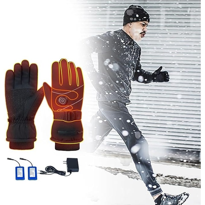 Rechargeable heated gloves with fleece and touchscreen