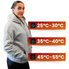 Heated hoodie with zip, hood and USB heat zones