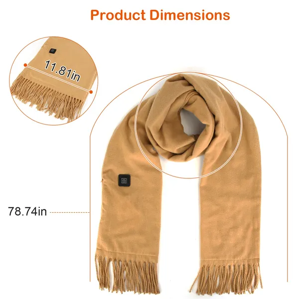 Heated Fleece Scarf and Neck Wrap with USB Power and Three Temperature Settings