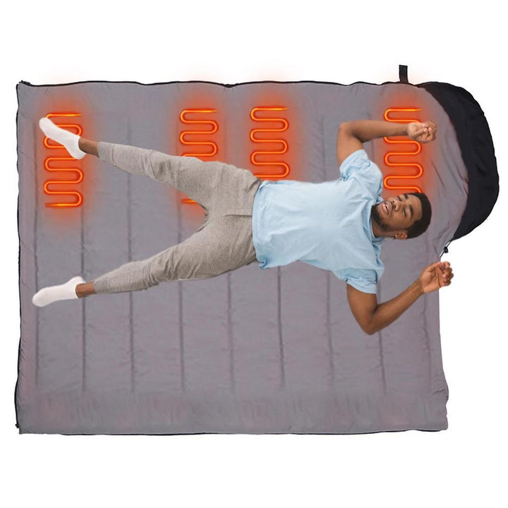 Heated Sleeping Bag with USB Charging and Goose Down Insulation for Backpacking