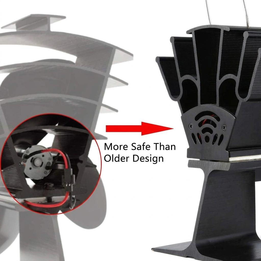 Stove fan powered by heat, works without electricity