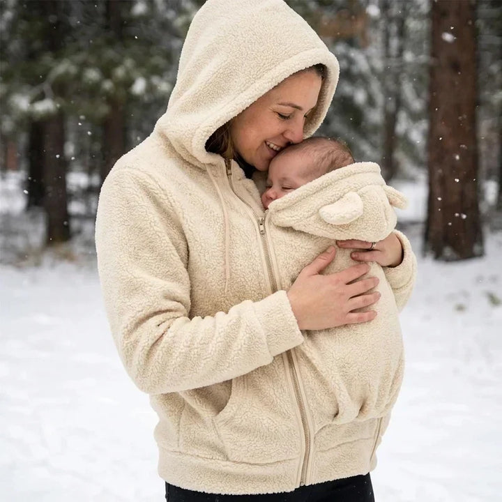 Cosy Sherpa Fleece Hoodie with Detachable Zip-On Baby Carrier Insert