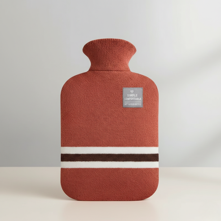 Hot Water Bottle with Knitted Cover Striped Pattern Removable Design 2l