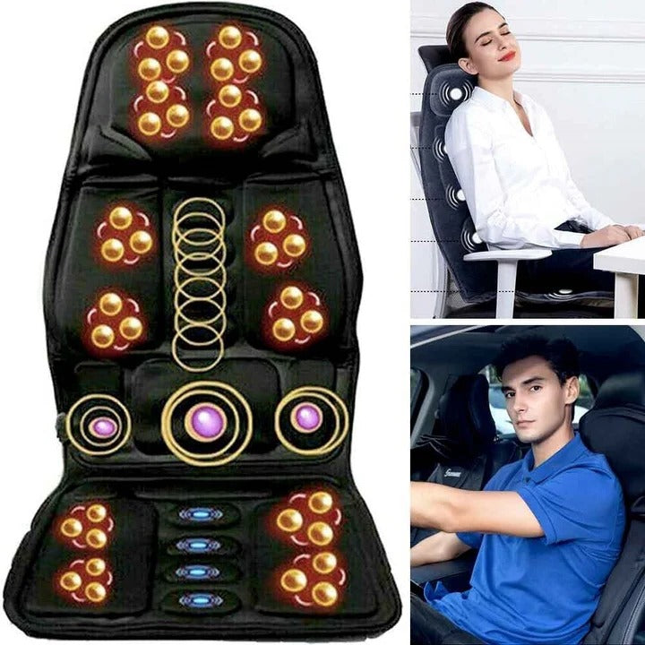 Full-back massage cushion with heat for neck and back