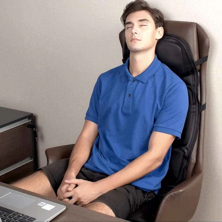 Full-back massage cushion with heat for neck and back