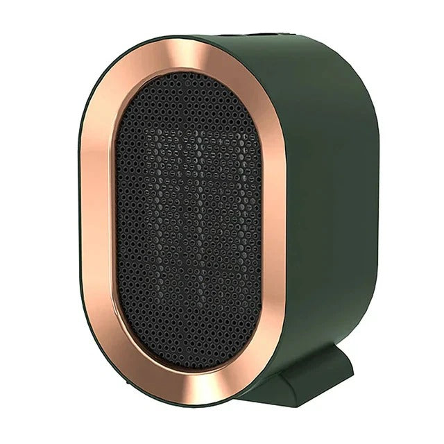 Compact ceramic heater with timer and tip-over protection