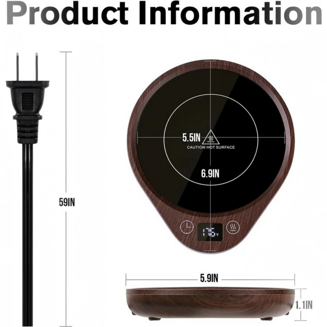 Cup warmer with matching mug, three settings and timer