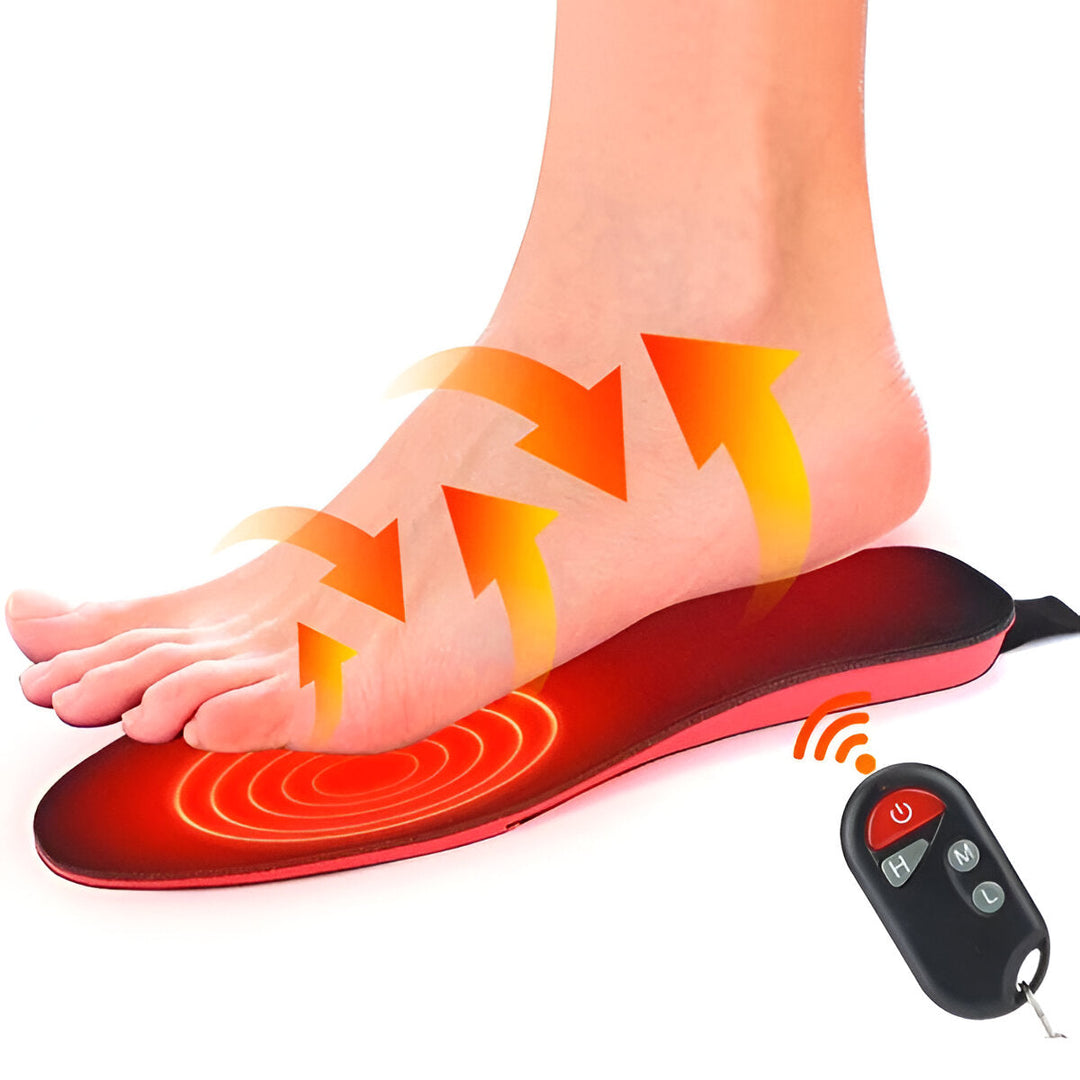 Ultra-thin heated insoles with remote control