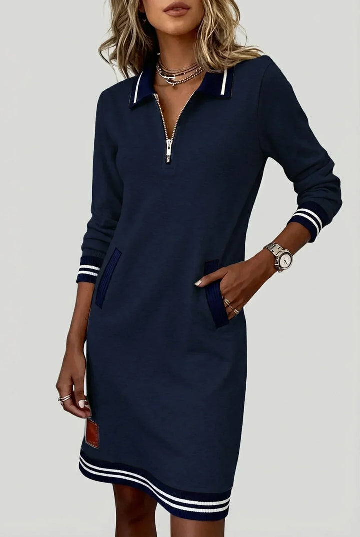 Cotton-Linen Dress with Front Zip