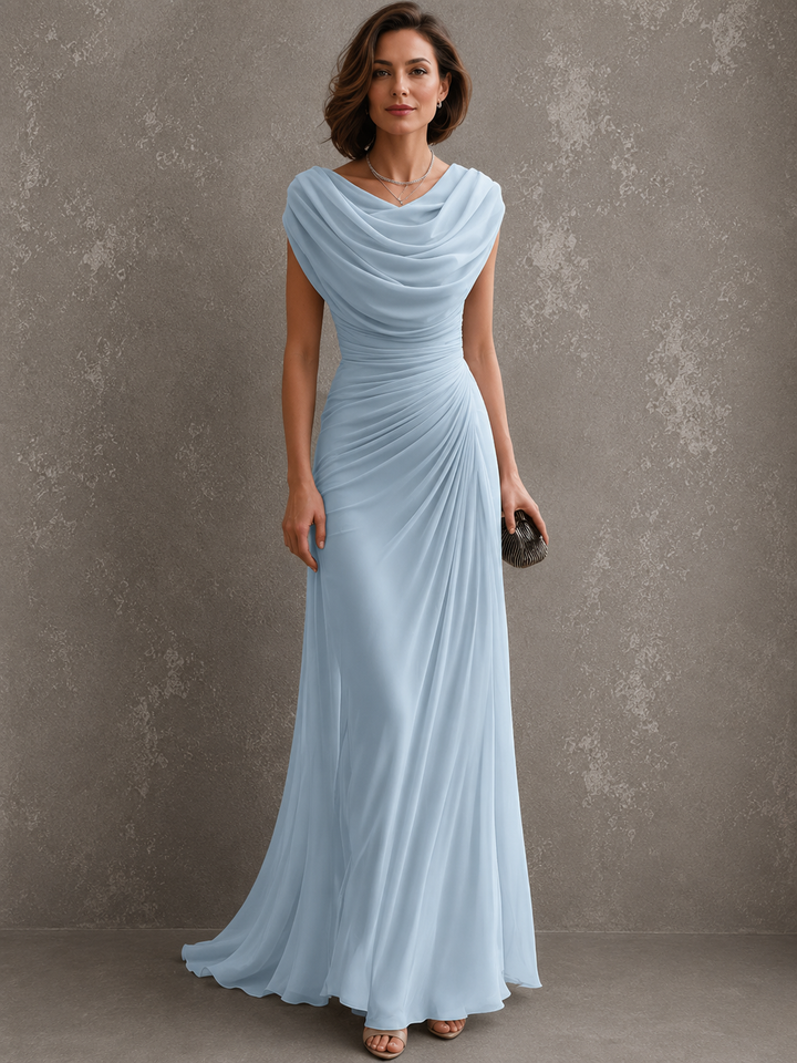 Elegant Draped Maxi Dress - Sleeveless Formal Evening Gown