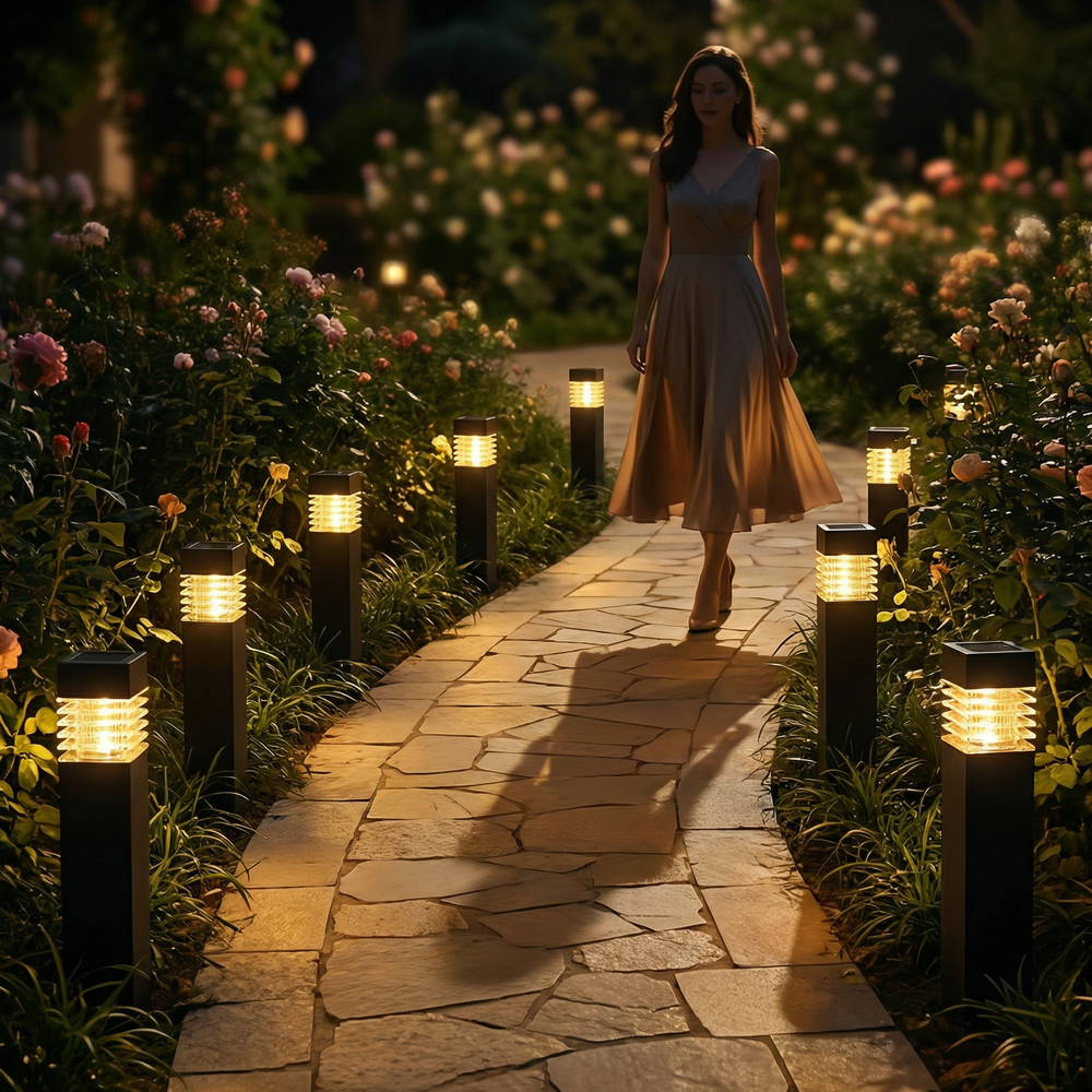 Solar LED garden stake lights for paths
