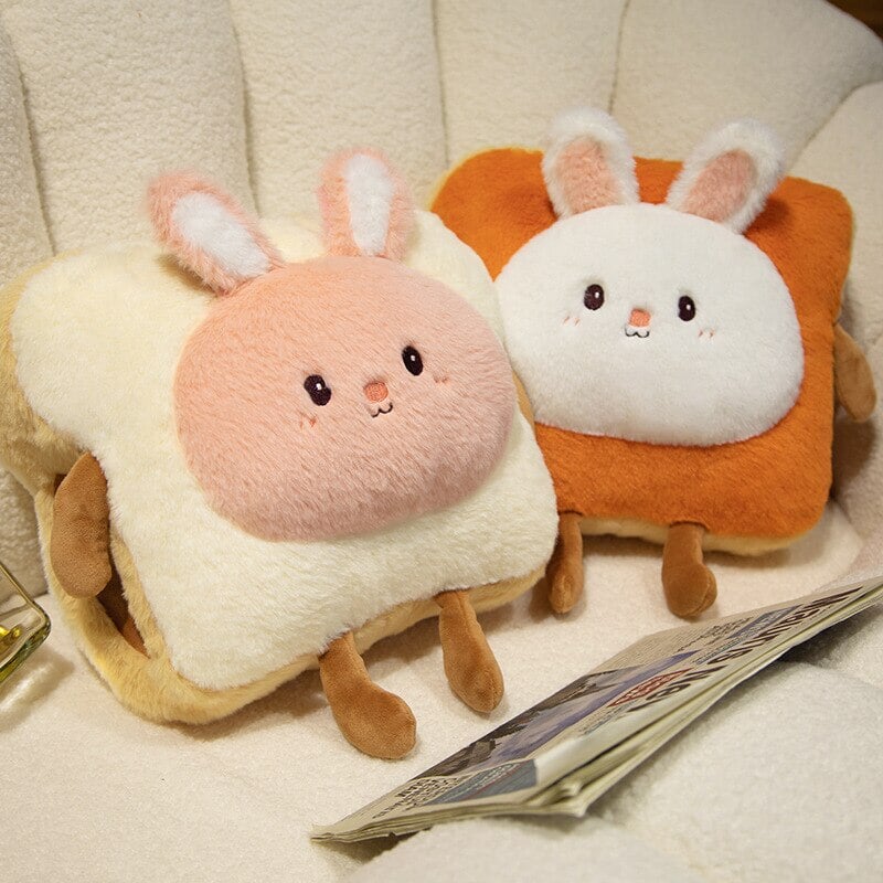 Soft plush hand warmer as toast with a cute animal
