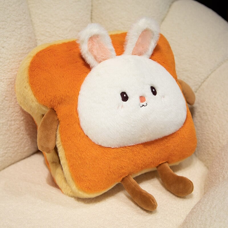 Soft plush hand warmer as toast with a cute animal