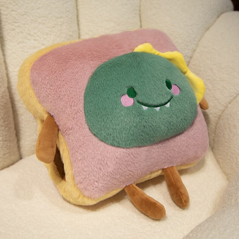 Soft plush hand warmer as toast with a cute animal