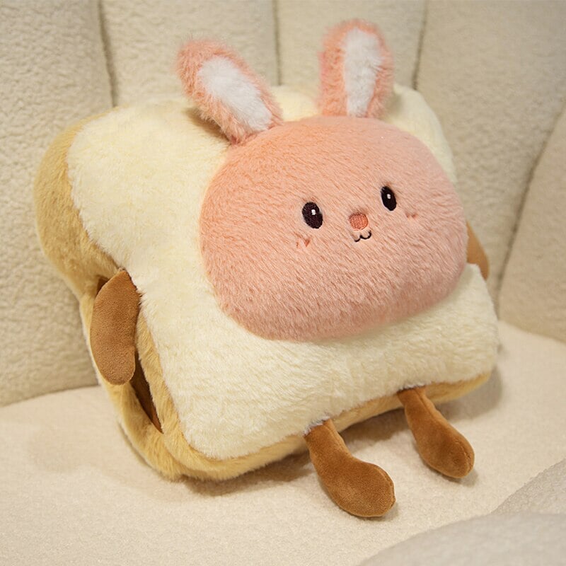 Soft plush hand warmer as toast with a cute animal