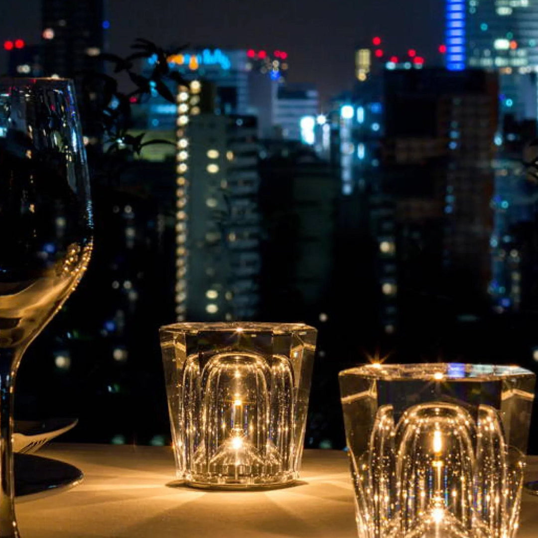 VÉLORIA Crystal Table Lamp | Diamond-Shaped Design & 360° Light Play | Cordless & USB Rechargeable | Up to 12 Hours of Light