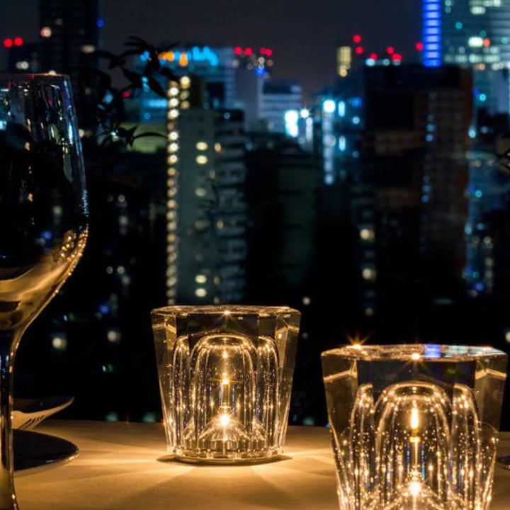 VÉLORIA Crystal Table Lamp | Diamond-Shaped Design & 360° Light Play | Cordless & USB Rechargeable | Up to 12 Hours of Light