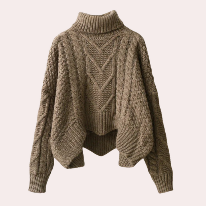 Stylish Knitted Polo-Neck Jumper for Women - Lina