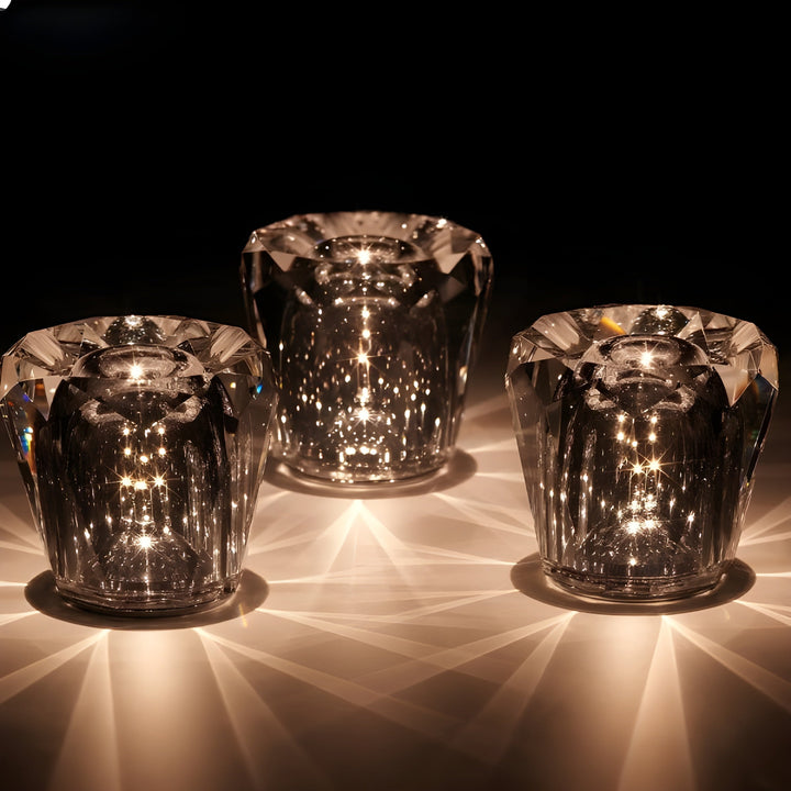 VÉLORIA Crystal Table Lamp | Diamond-Shaped Design & 360° Light Play | Cordless & USB Rechargeable | Up to 12 Hours of Light