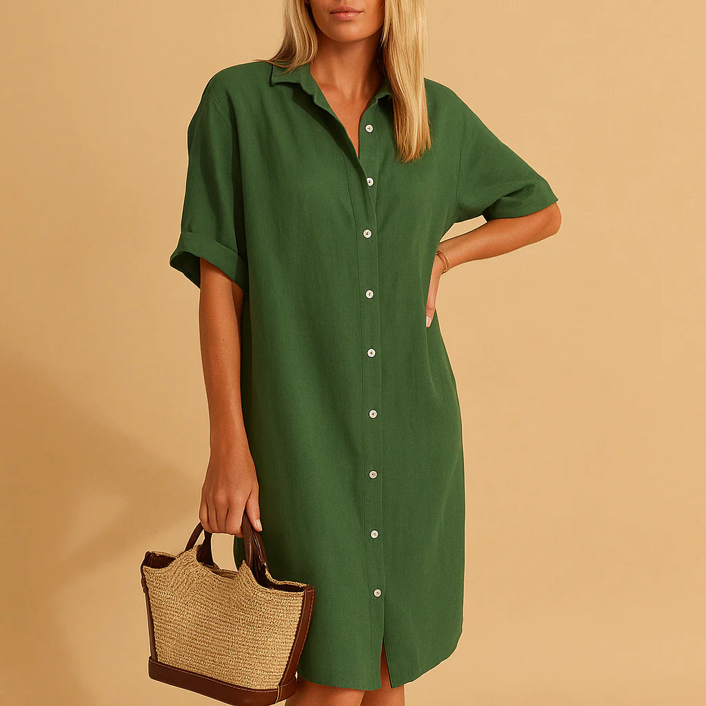 Relaxed Fit Button-Down Shirt Dress