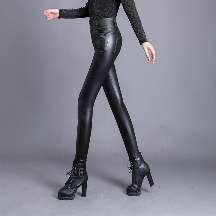 Women’s Stylish High‑Waist PU Leather Pants