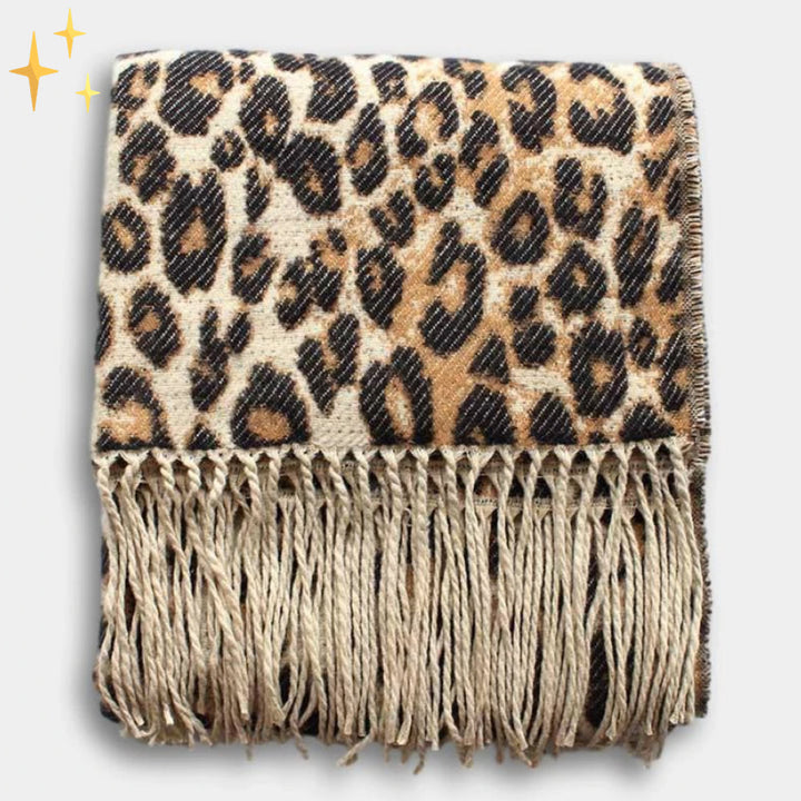 Trendy XL Leopard Print Wool Scarf - Sophia