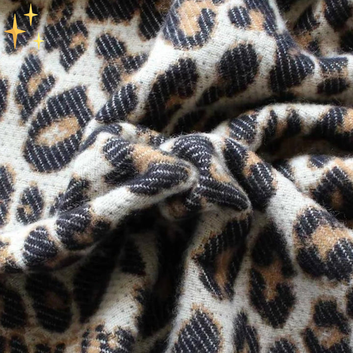 Trendy XL Leopard Print Wool Scarf - Sophia