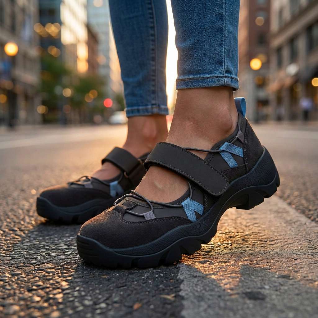 Women's comfort slippers with hook-and-loop strap | Lightweight slip-on shoes