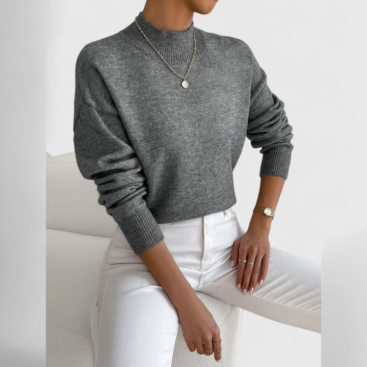 Women's classic polo-neck jumper in soft, breathable cotton