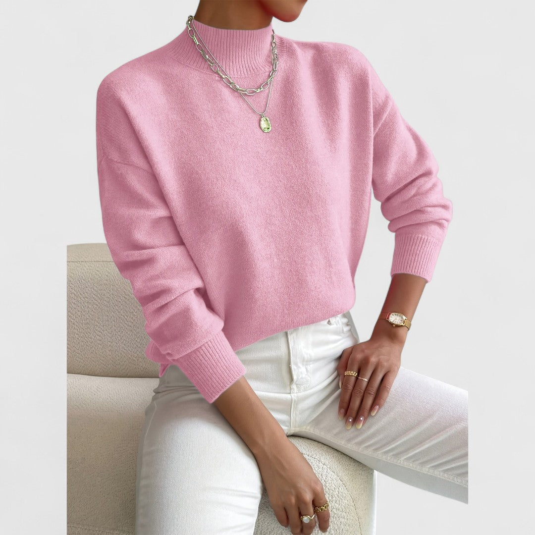 Women's classic polo-neck jumper in soft, breathable cotton