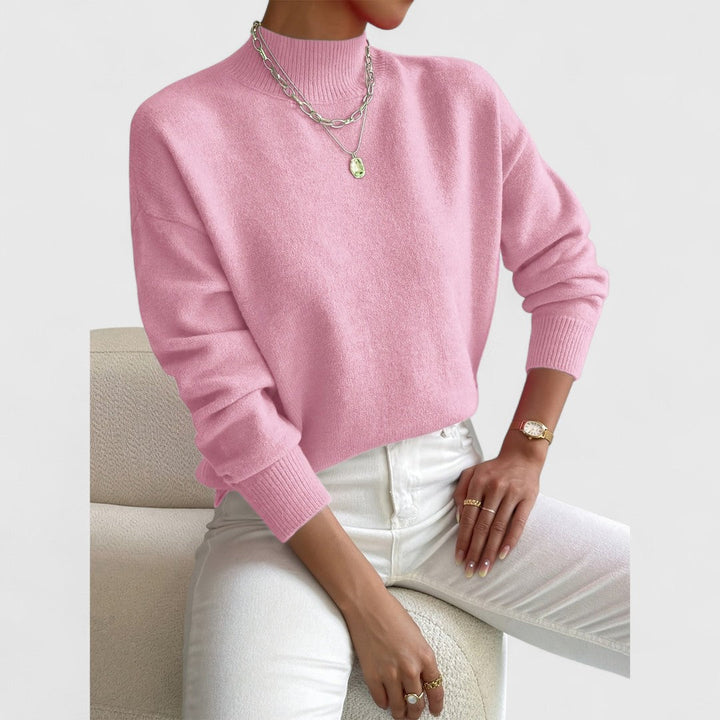 Women's classic polo-neck jumper in soft, breathable cotton