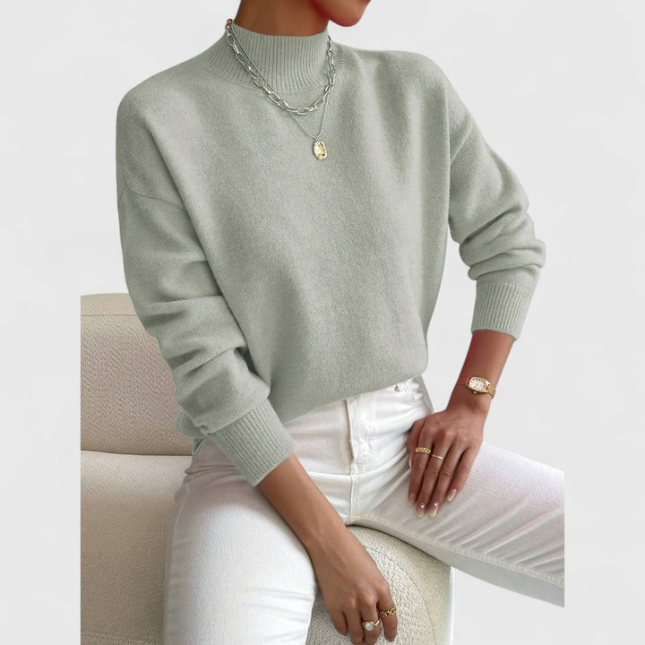 Women's classic polo-neck jumper in soft, breathable cotton