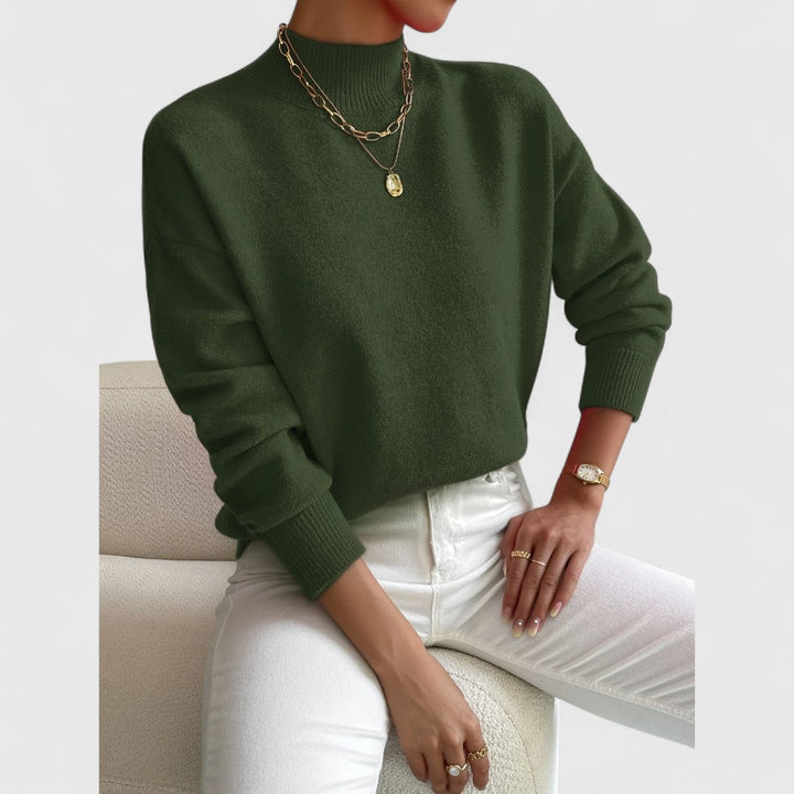 Women's classic polo-neck jumper in soft, breathable cotton