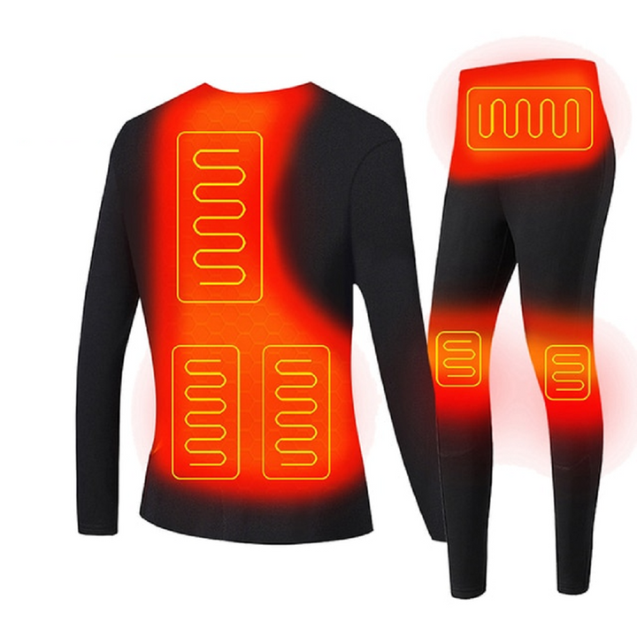 Heated thermal underwear with USB and flat seams