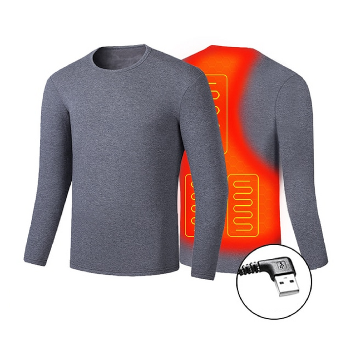 Heated thermal underwear with USB and flat seams