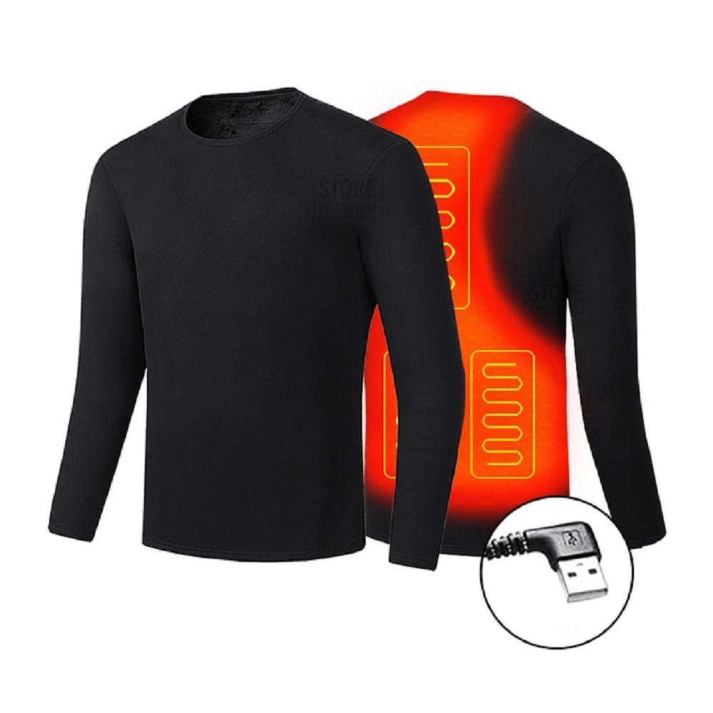Heated thermal underwear with USB and flat seams