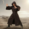 Men's Halloween Cosplay Space Knight Costume with Hooded Robe Tunic Pants and Belt Set for Adults