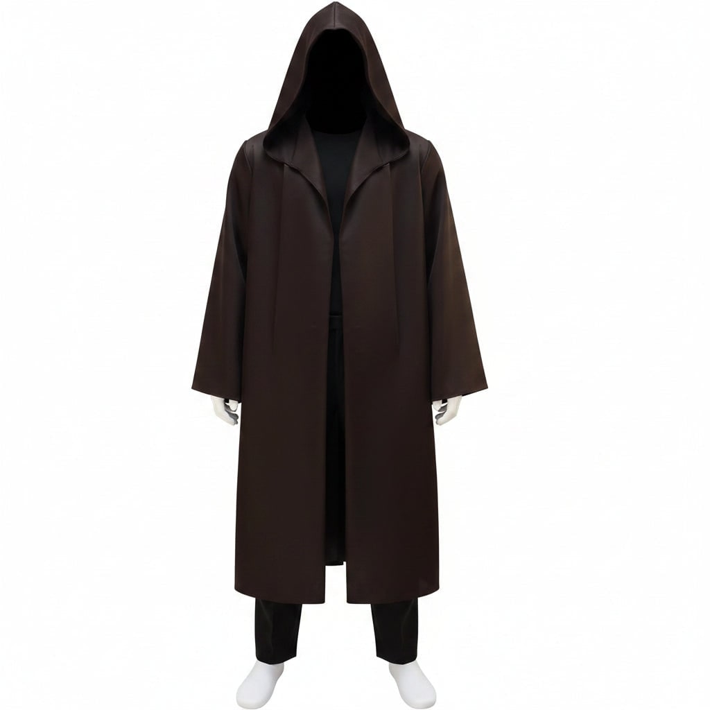 Men's Halloween Cosplay Space Knight Costume with Hooded Robe Tunic Pants and Belt Set for Adults