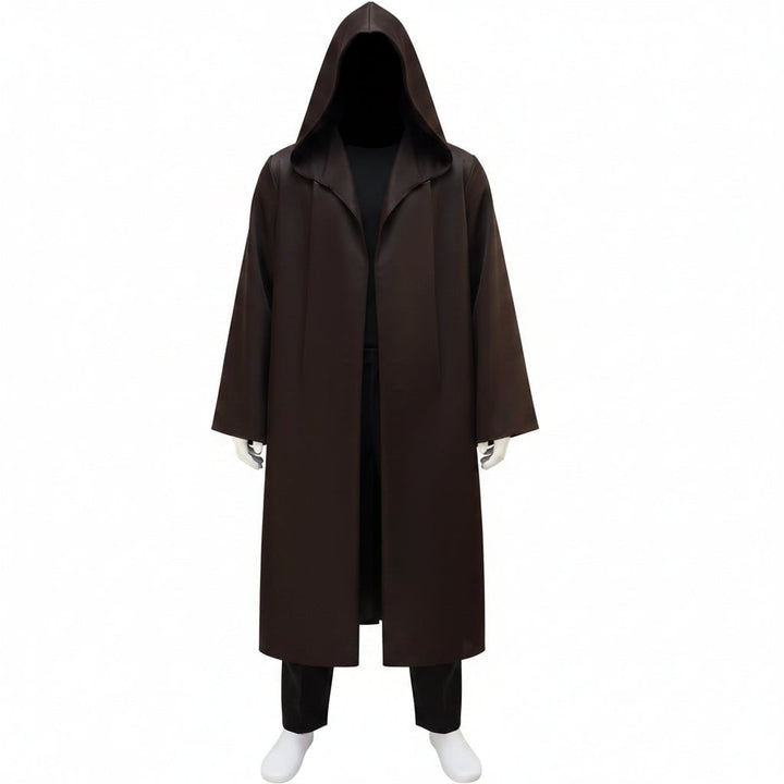 Men's Halloween Cosplay Space Knight Costume with Hooded Robe Tunic Pants and Belt Set for Adults